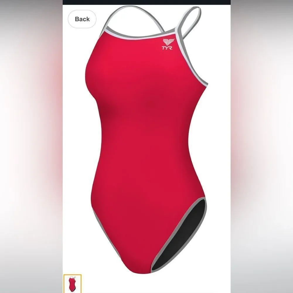 NWT New TYR Diamondfit Hydraspan Black Red Reversible Racing Swimsuit Sz 4 / 30